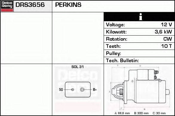 PERKINS 2873A026 Стартер