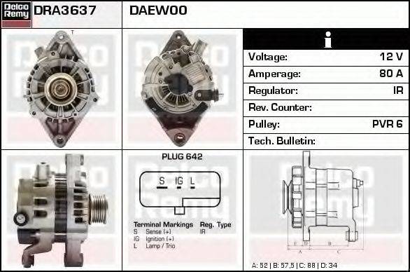 DELCO REMY DRA3637N