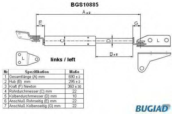 WALKER PRODUCTS 871069211 Газова пружина, кришка багажника
