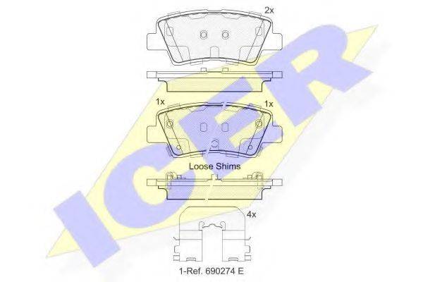 ICER 25339 Комплект гальмівних колодок, дискове гальмо