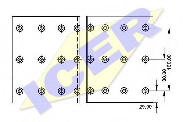 ICER 19847 Комплект гальмівних черевиків, барабанні гальма