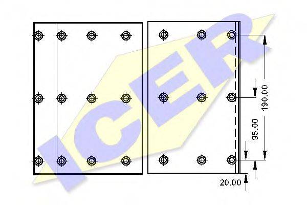 ICER 19976 Комплект гальмівних черевиків, барабанні гальма