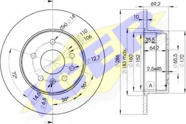 LUCAS TVS DF2773 гальмівний диск