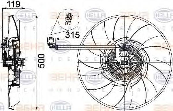BEHR HELLA SERVICE F2239 Вентилятор, охолодження двигуна