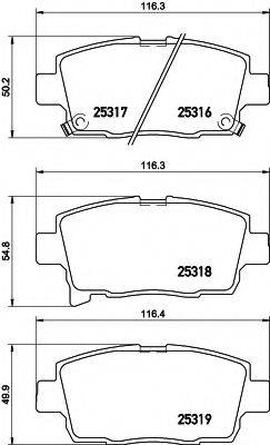 HELLA 25317 Комплект гальмівних колодок, дискове гальмо