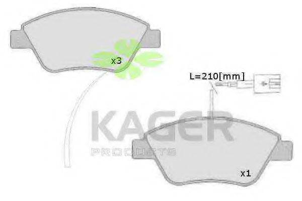 KAGER 23708 Комплект гальмівних колодок, дискове гальмо
