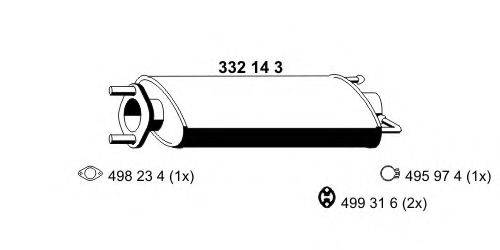 ERNST 332149 Середній глушник вихлопних газів
