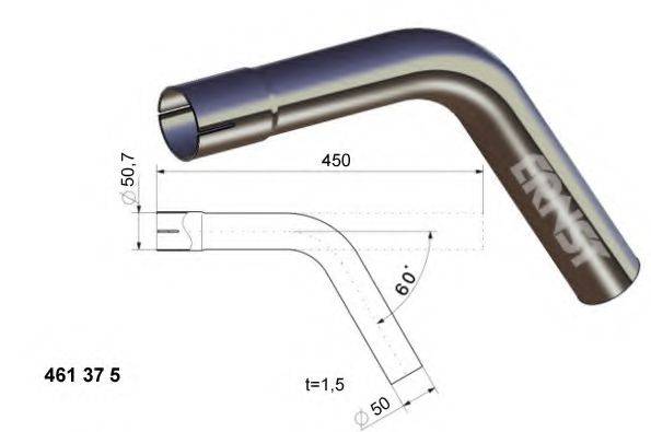 ERNST 461375 Труба вихлопного газу, універсальна