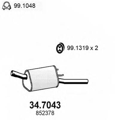 OPEL 852379 Глушник вихлопних газів кінцевий