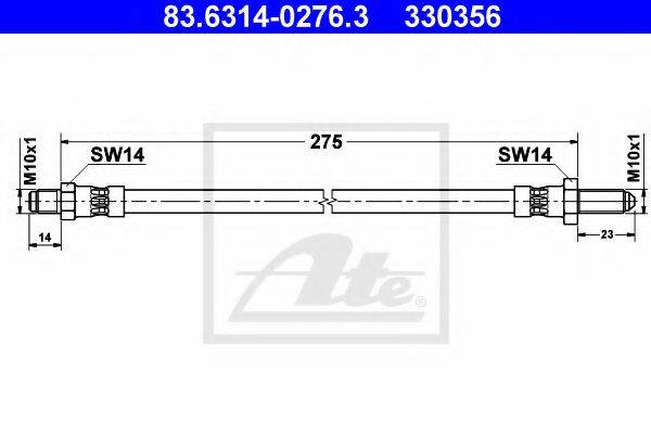 ATE 330356 Гальмівний шланг