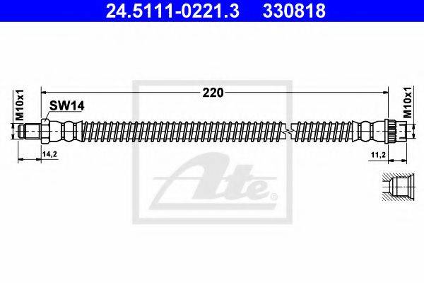 ATE 330818 Гальмівний шланг