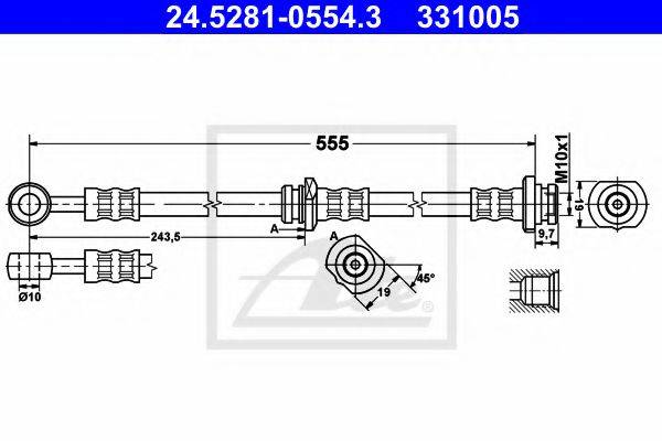 ATE 331005 Гальмівний шланг