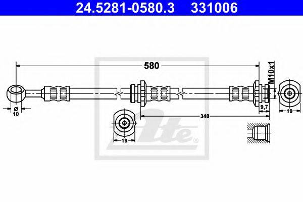 ATE 331006 Гальмівний шланг
