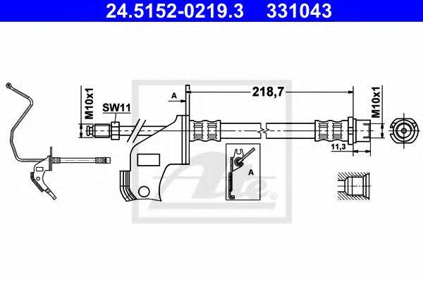 ATE 331043 Гальмівний шланг