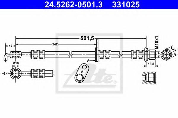 ATE 331025 Гальмівний шланг