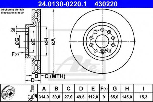 ATE 430220 гальмівний диск