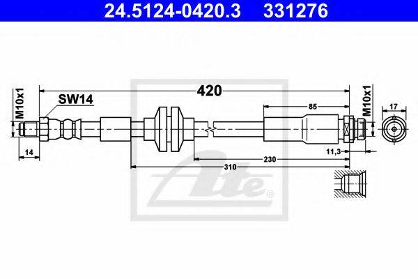 ATE 331276 Гальмівний шланг