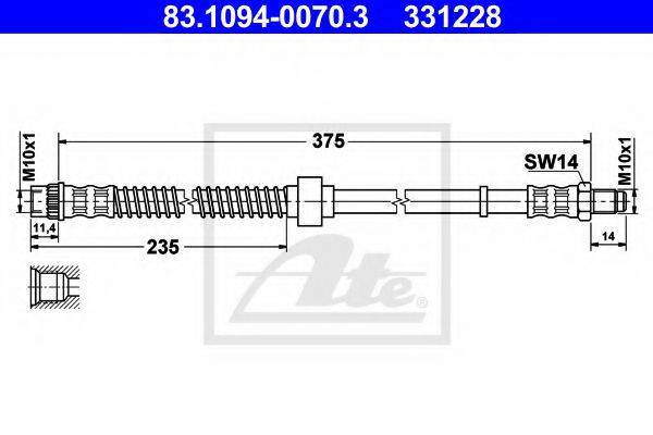 LAND ROVER SHB000021 Гальмівний шланг