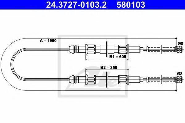 PEX 40036 Трос, стоянкова гальмівна система