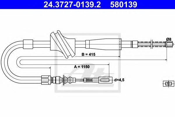 PEX 40044 Трос, стоянкова гальмівна система