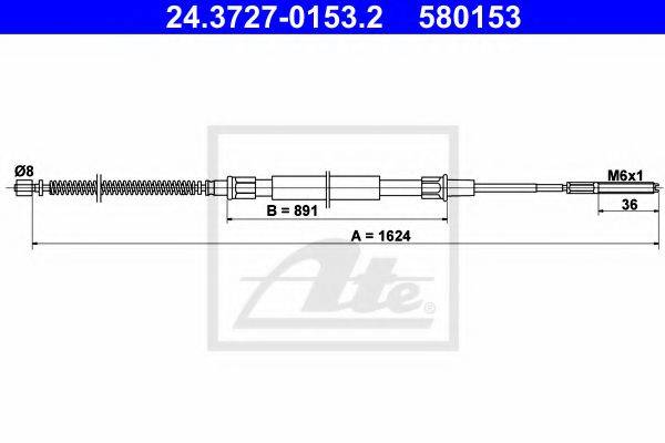 BENDIX 432834B Трос, стоянкова гальмівна система