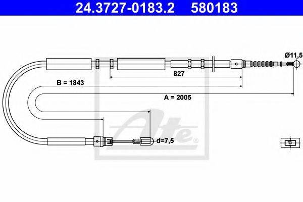 BENDIX 433184B Трос, стоянкова гальмівна система