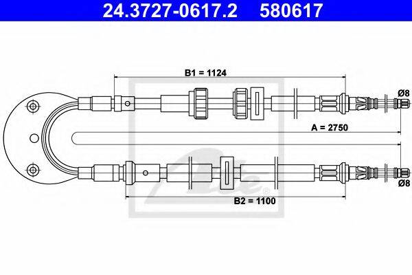 PEX 40314 Трос, стоянкова гальмівна система