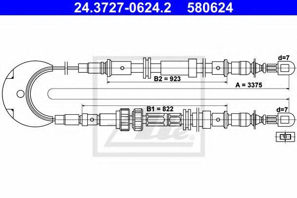 FORD 1 637 322 Трос, стоянкова гальмівна система