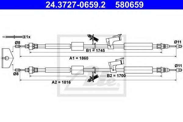 FORD 1319486 Трос, стоянкова гальмівна система