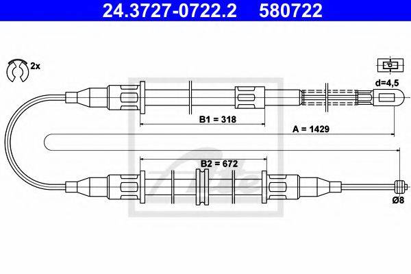 PEX 40.473 Трос, стоянкова гальмівна система
