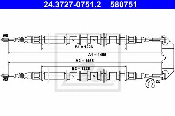 PEX 4.1434 Трос, стоянкова гальмівна система