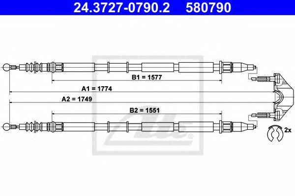 OPEL 522067 Трос, стоянкова гальмівна система