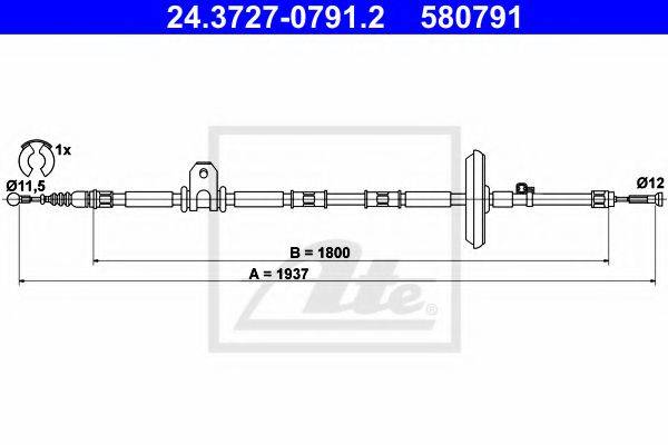 OPEL 522057 Трос, стоянкова гальмівна система