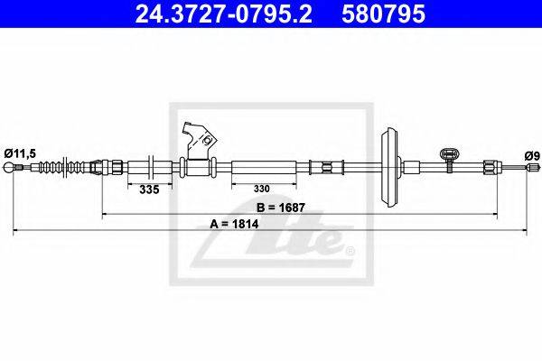 OPEL 522098 Трос, стоянкова гальмівна система