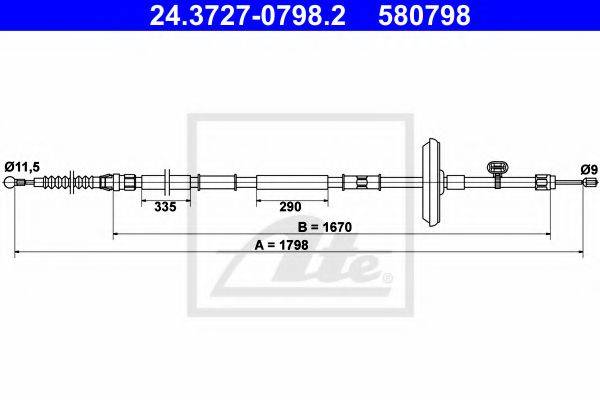 OPEL 522063 Трос, стоянкова гальмівна система