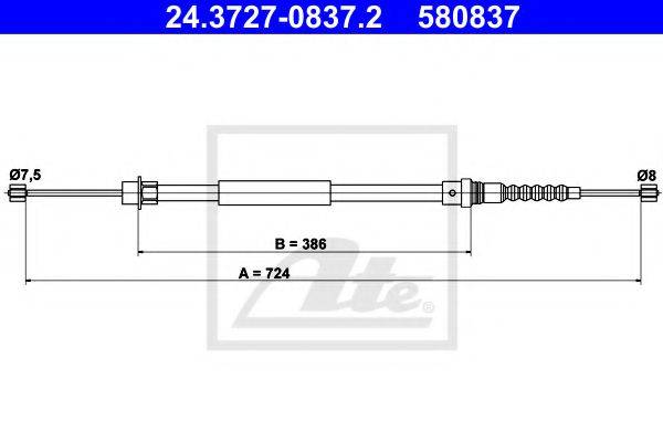 PEX 4.1608 Трос, стоянкова гальмівна система