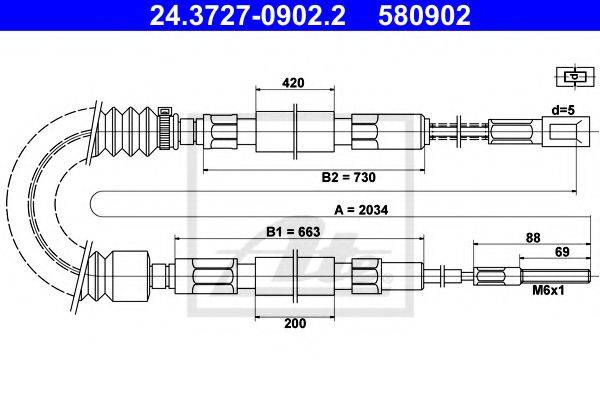 PEX 40976 Трос, стоянкова гальмівна система