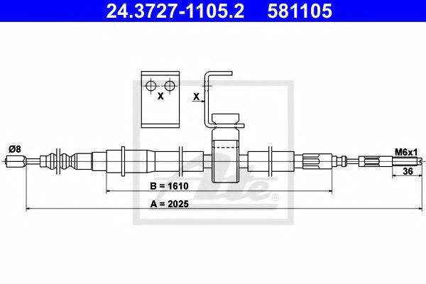 BENDIX 431384B Трос, стоянкова гальмівна система