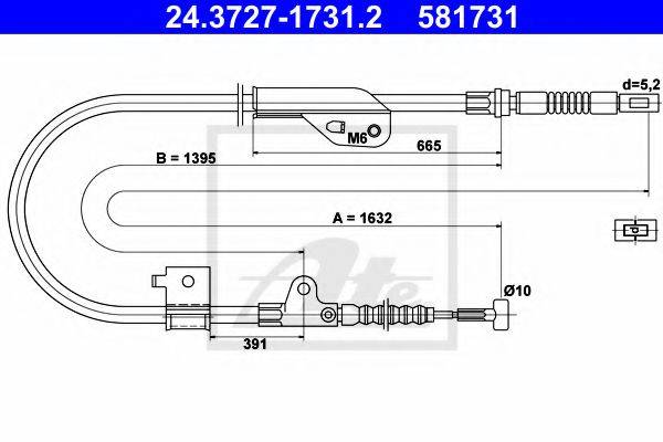 PEX 41719 Трос, стоянкова гальмівна система