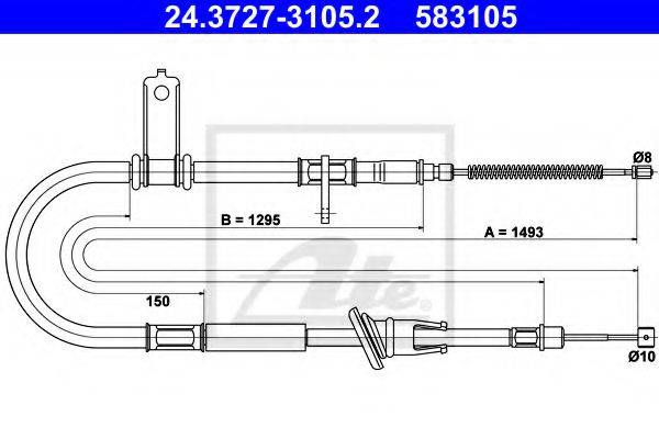 NIPPARTS J19087 Трос, стоянкова гальмівна система