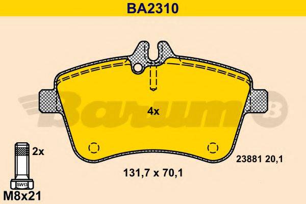 BARUM 23881 Комплект гальмівних колодок, дискове гальмо