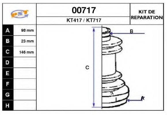 SNRA 00717 Комплект пильника, приводний вал