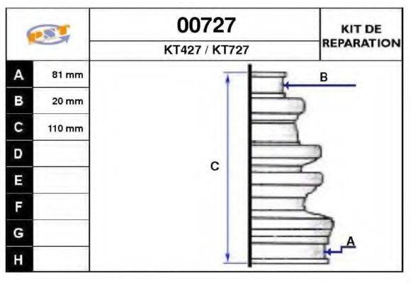 SNRA 00727 Комплект пильника, приводний вал