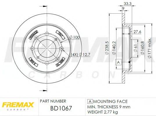 FREMAX BD1067 гальмівний диск