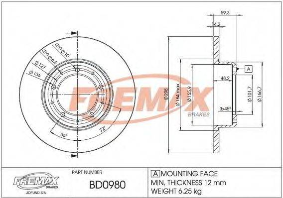 FREMAX BD0980 гальмівний диск