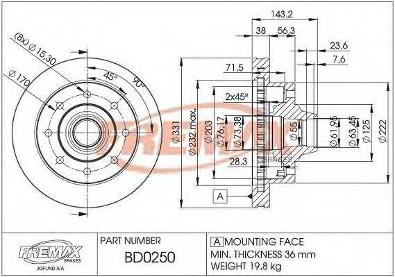 FREMAX BD0250 гальмівний диск