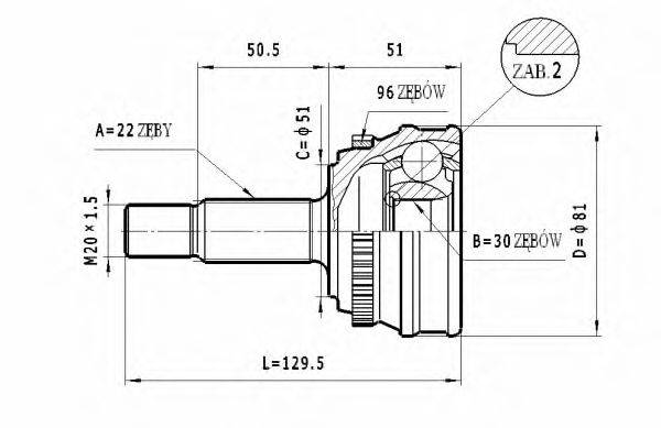 STATIM C341 Шарнірний комплект, приводний вал