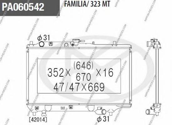 NPS ADM59821 Радіатор, охолодження двигуна