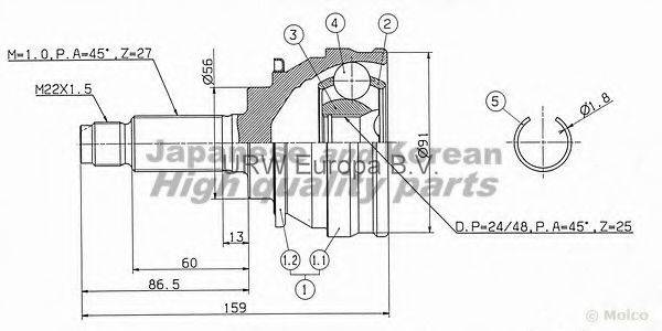 ASHUKI SU340I Шарнірний комплект, приводний вал