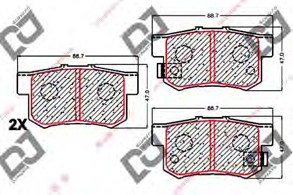 DJ PARTS 23763 Комплект гальмівних колодок, дискове гальмо